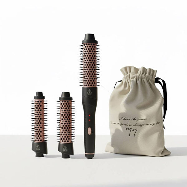 Värmeborste Set – 3 Storlekar för Perfekta Frisyrer, med Handske och Förvaringspåse





